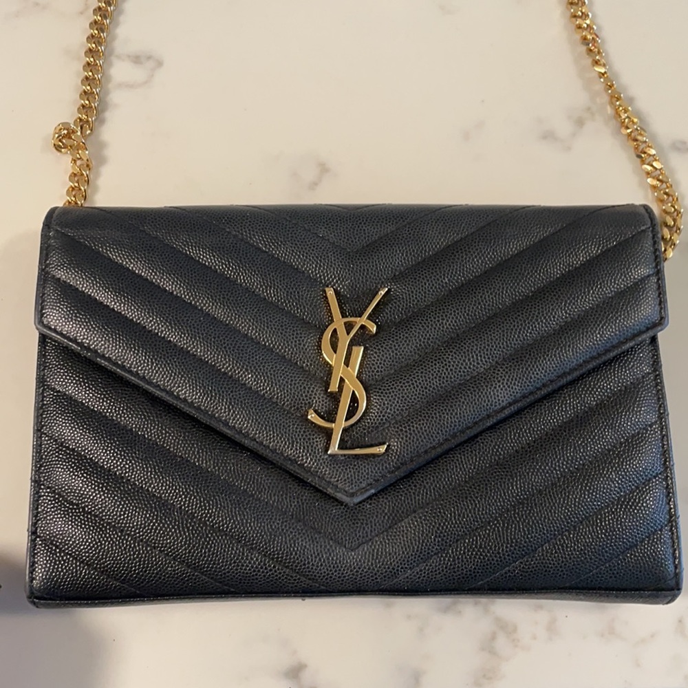 LIKE NEW! YSL gold chain wallet.